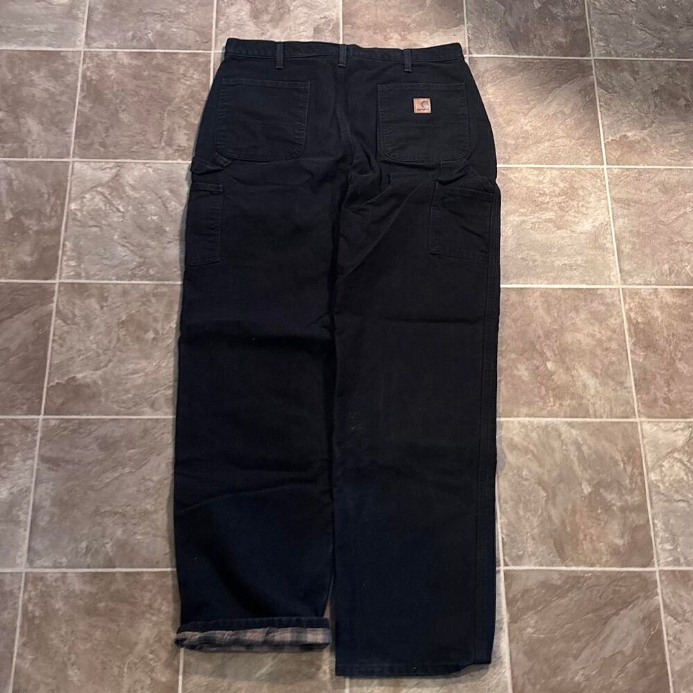 Vtg 00s Y2K Carhartt black canvas pants with plaid lining, size 36x34, no flaws!